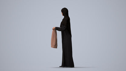 scanned 3D woman standing, photogrammetry people for Enscape and V-Ray, three-quarter view render