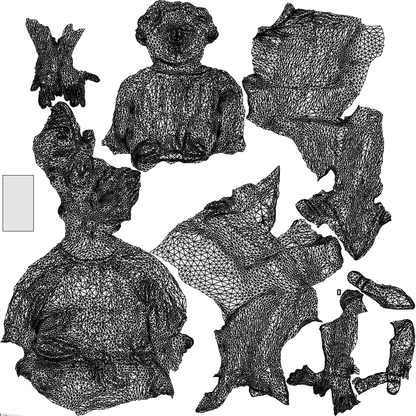 realistic 3D woman casual sitting, scanned archviz people for Blender and 3ds Max, wireframe top-down view