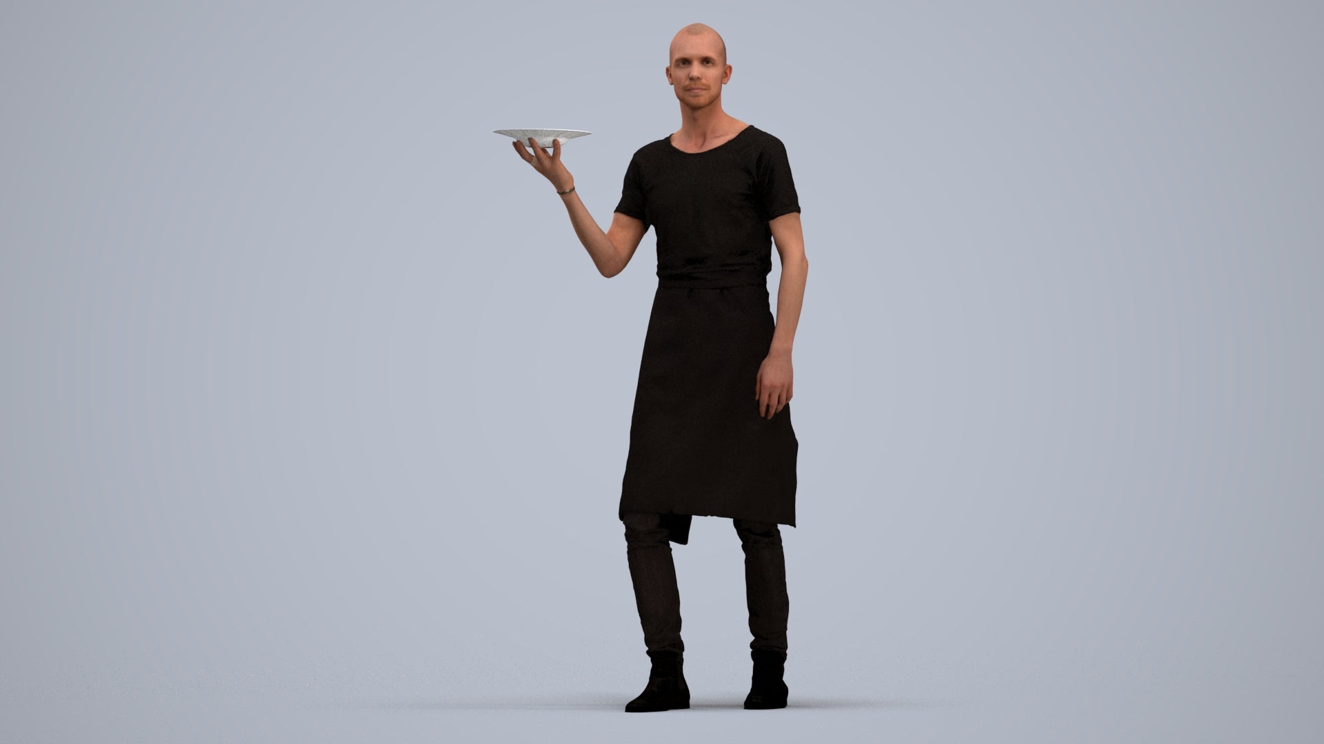 realistic 3D human man hospitality, archviz people FBX OBJ for Blender, standing pose render