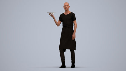 realistic 3D human man hospitality, archviz people FBX OBJ for Blender, standing pose render