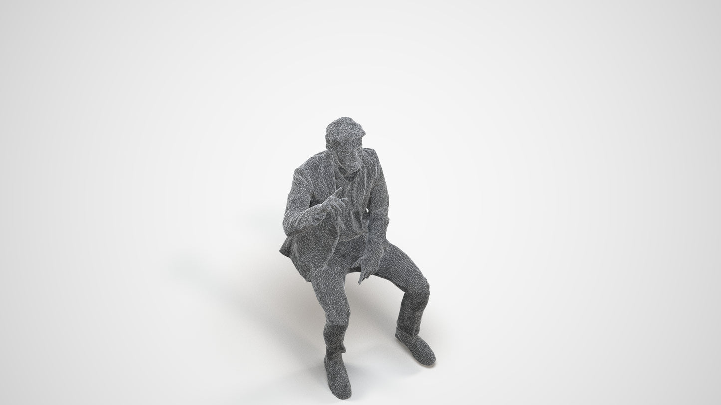 photogrammetry 3D man business, realistic human model archviz FBX, wireframe three-quarter view
