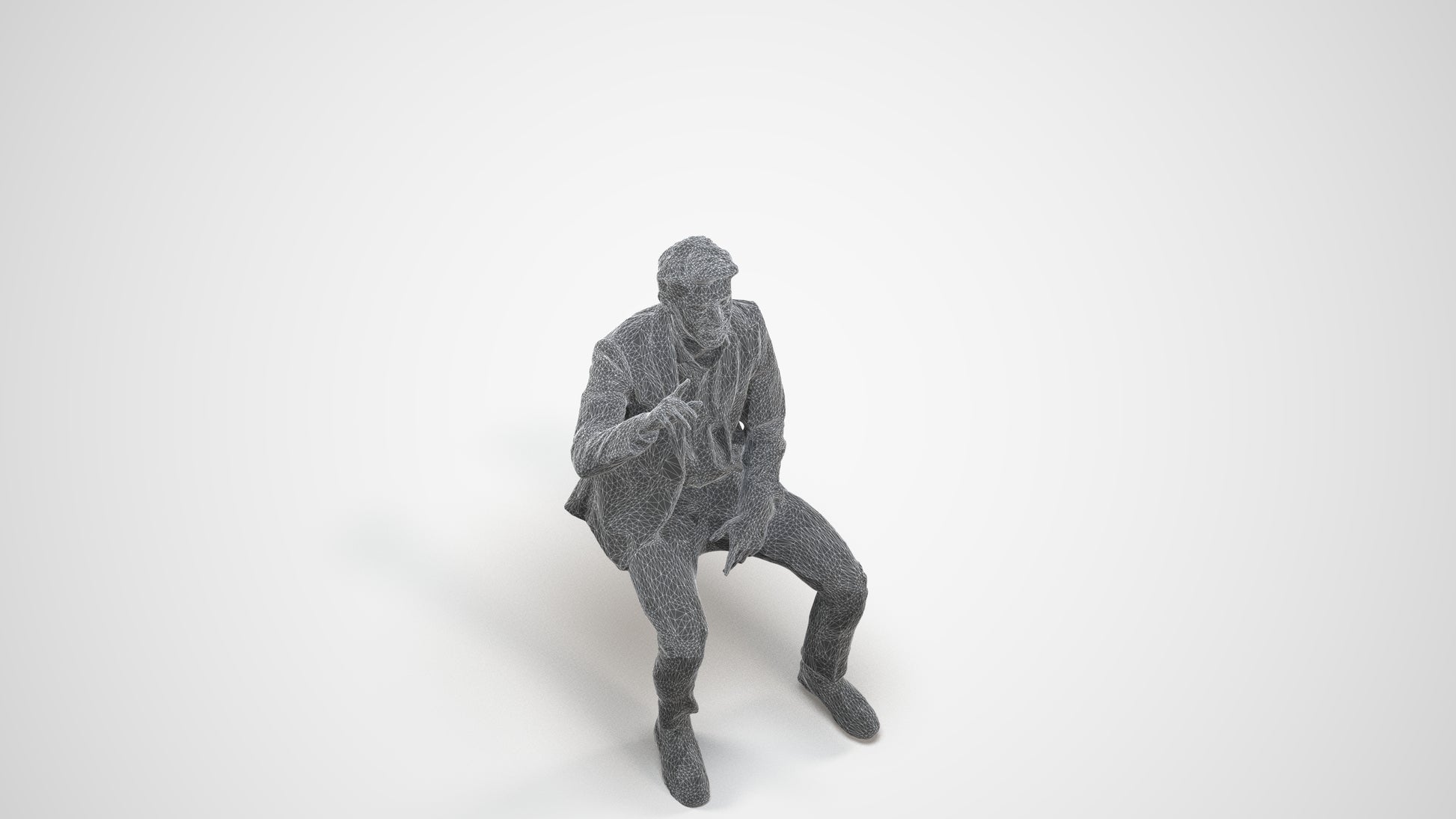 photogrammetry 3D man business, realistic human model archviz FBX, wireframe three-quarter view