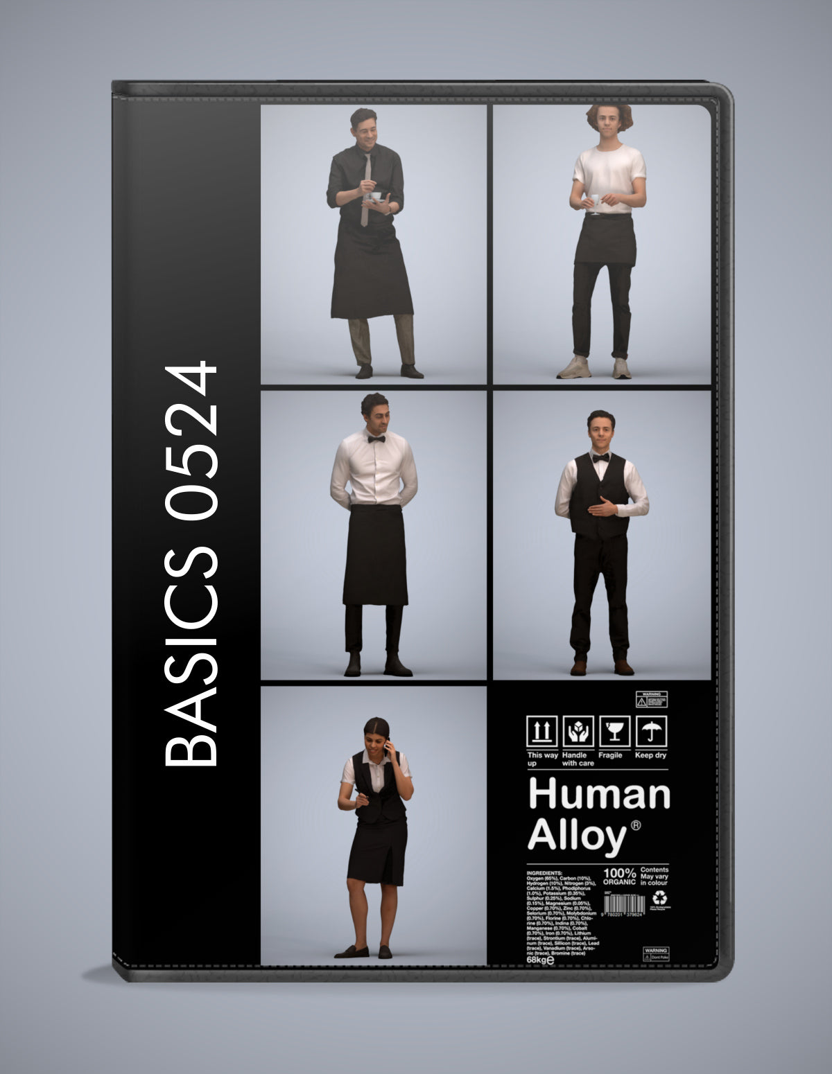 5x realistic 3D people hospitality pack, scanned archviz collection for Blender and 3ds Max