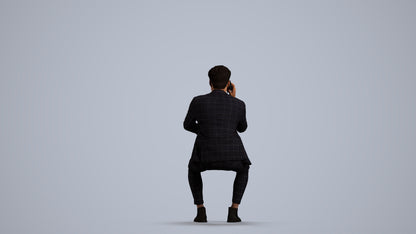 3D scanned man business, photorealistic archviz people for Enscape and SketchUp, front view render