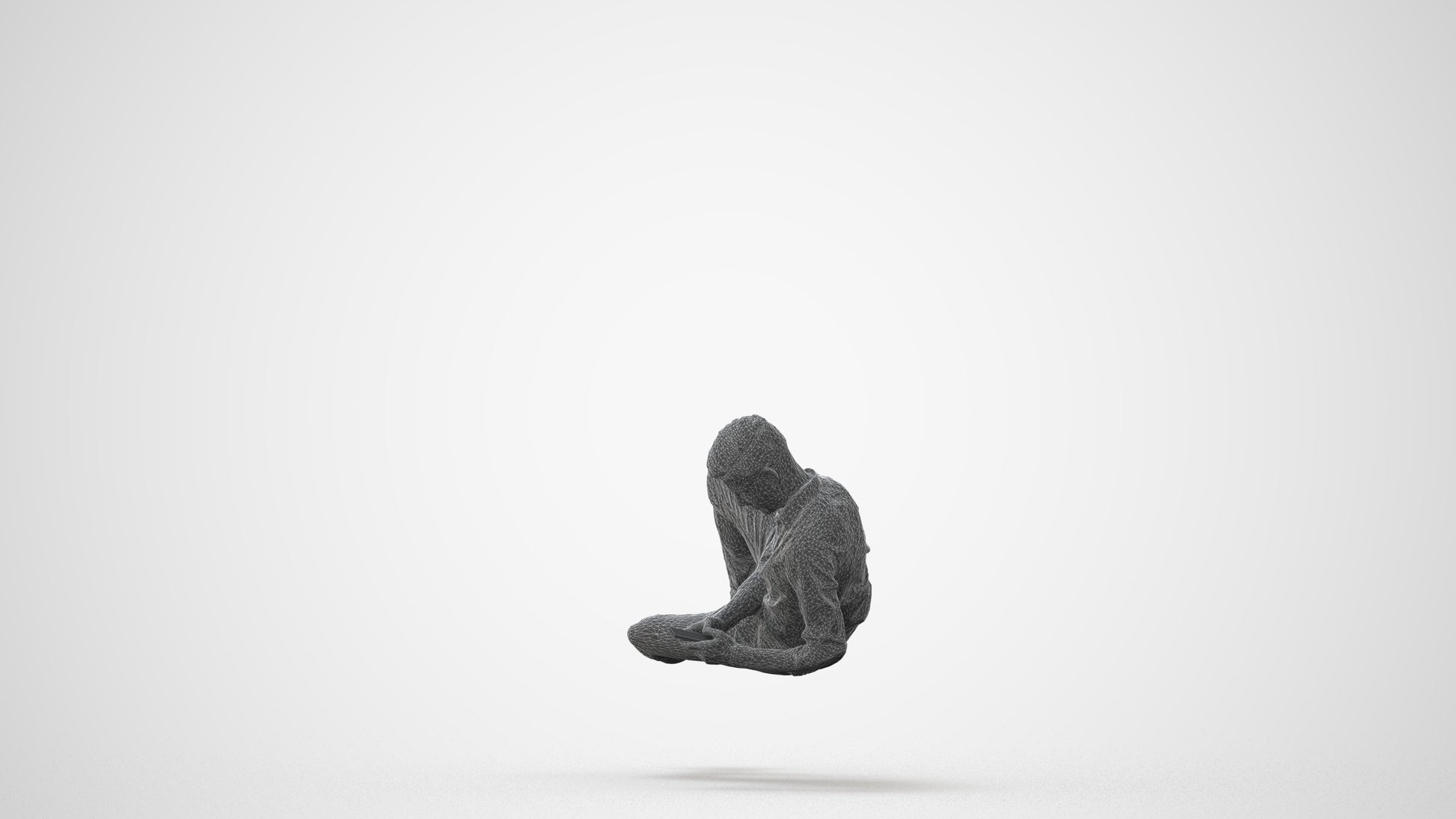photogrammetry 3D man casual sitting, realistic human model archviz FBX, square thumbnail