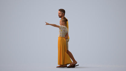 realistic 3D people man kids, render-ready for V-Ray and Corona, FBX OBJ, three-quarter view render