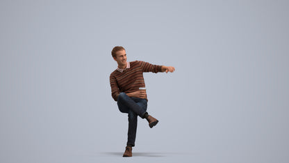 scanned 3D man casual sitting, photogrammetry people for Enscape and V-Ray, standing pose render