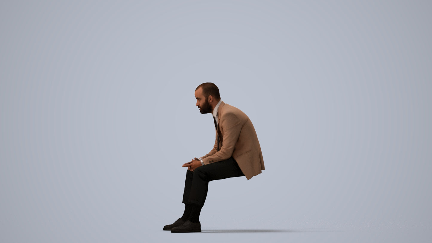 realistic 3D people man business, render-ready for V-Ray and Corona, FBX OBJ, three-quarter view render
