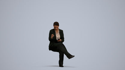 3D human model woman business, photogrammetry scanned person for archviz, standing pose render