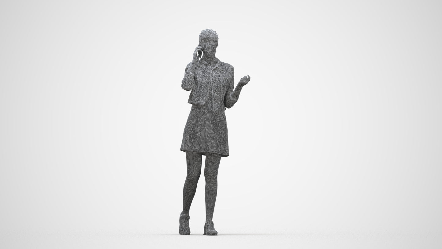 realistic 3D people woman casual walking, render-ready for V-Ray and Corona, FBX OBJ, wireframe back view