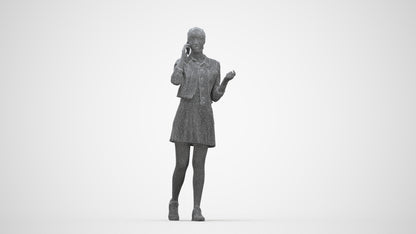 realistic 3D people woman casual walking, render-ready for V-Ray and Corona, FBX OBJ, wireframe back view