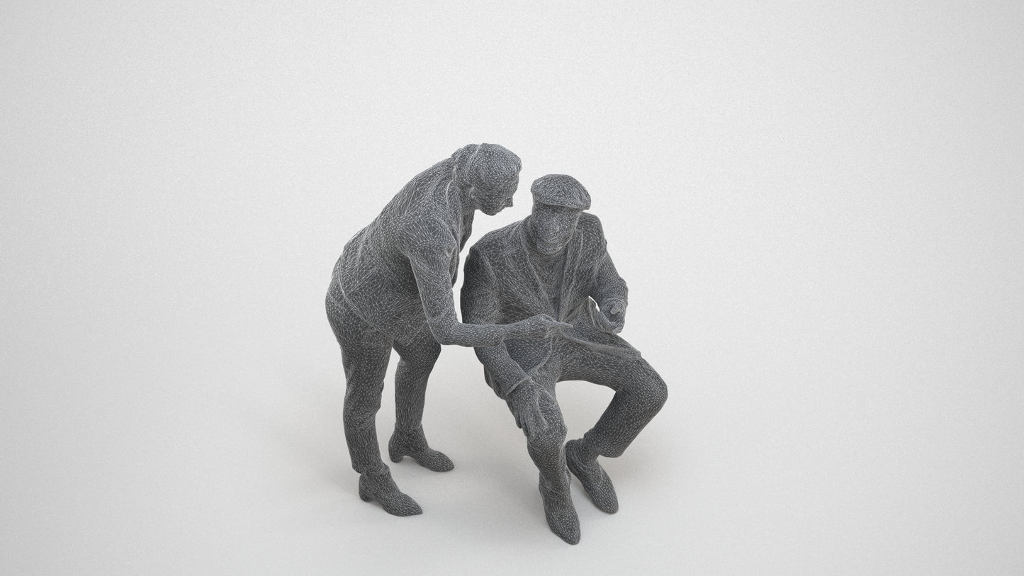 realistic 3D woman business, scanned archviz people for Blender and 3ds Max, wireframe three-quarter view
