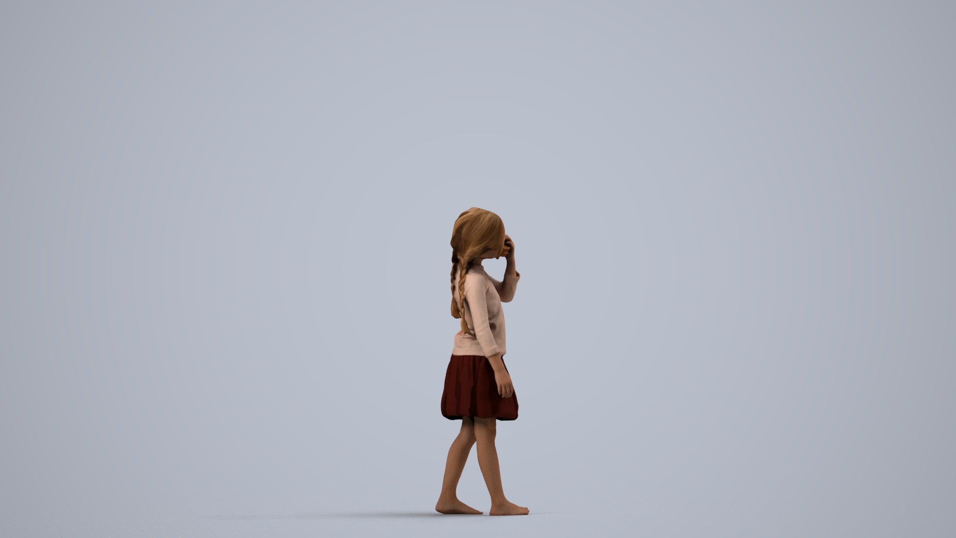 photogrammetry 3D girl kids, realistic human model archviz FBX, side view render
