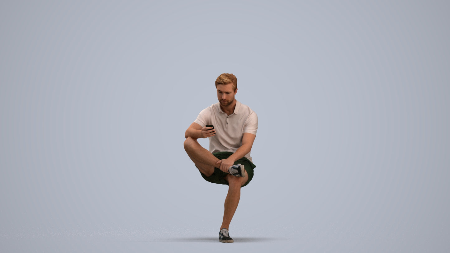 photogrammetry 3D man casual sitting, realistic human model archviz FBX, standing pose render