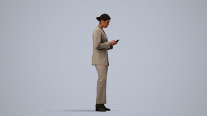 scanned 3D woman business, photogrammetry people for Enscape and V-Ray, side view render