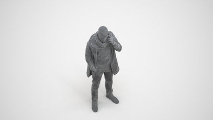 3D scanned man standing casual, photorealistic archviz people for Enscape and SketchUp, wireframe three-quarter view