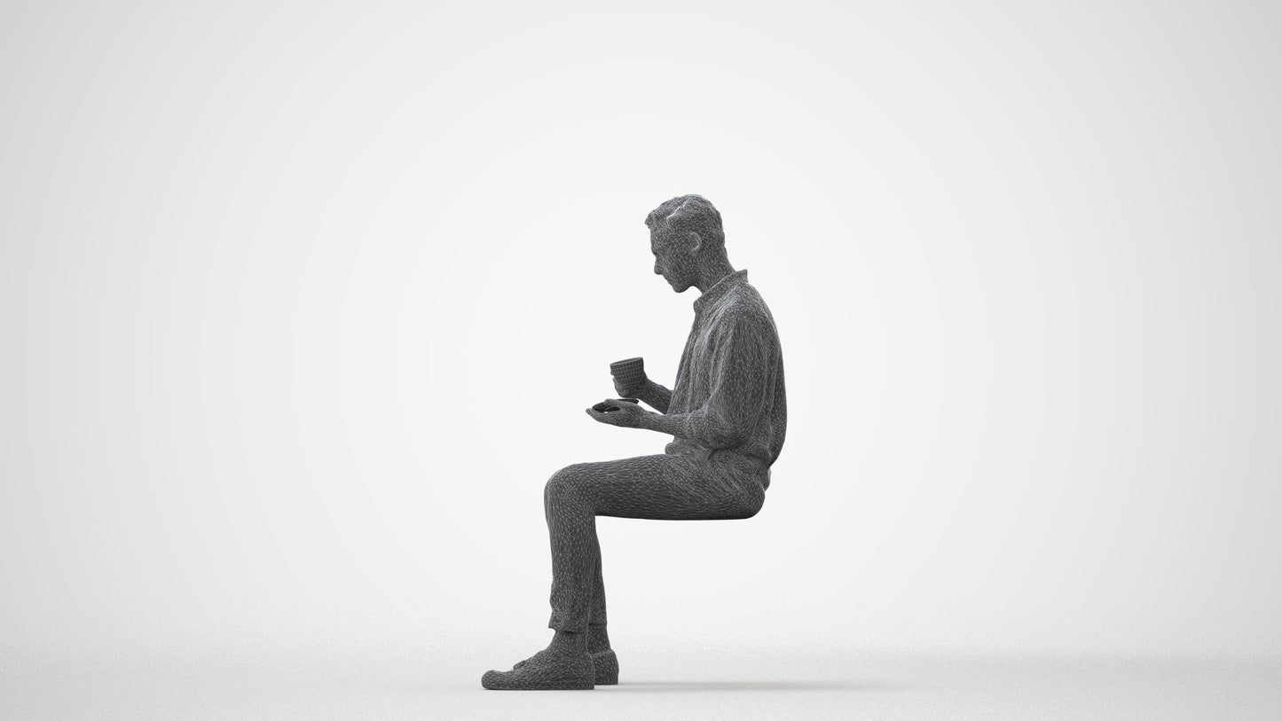 realistic 3D people man casual sitting, render-ready for V-Ray and Corona, FBX OBJ, square thumbnail