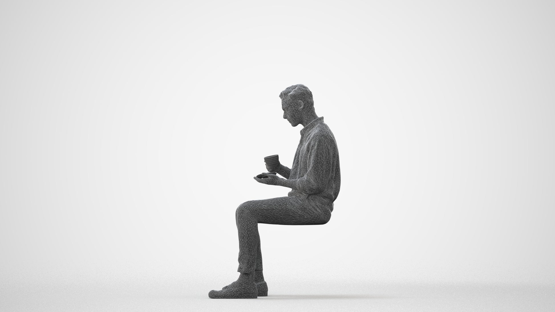 realistic 3D people man casual sitting, render-ready for V-Ray and Corona, FBX OBJ, square thumbnail