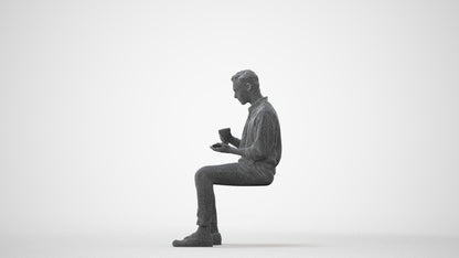 realistic 3D people man casual sitting, render-ready for V-Ray and Corona, FBX OBJ, square thumbnail