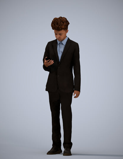 3D human model boy kids, photogrammetry scanned person for archviz