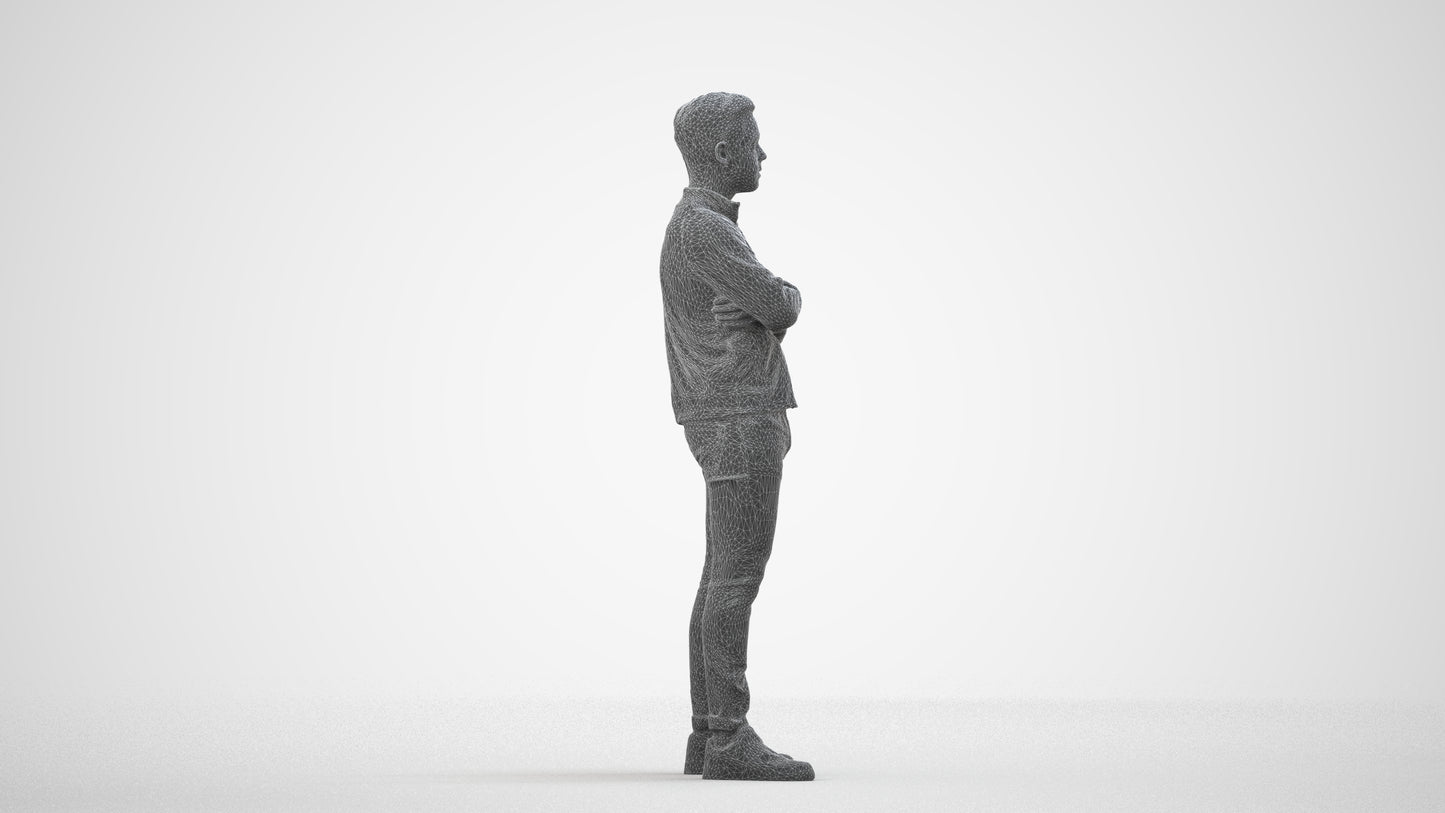 realistic 3D people boy casual kids, render-ready for V-Ray and Corona, FBX OBJ, wireframe side view