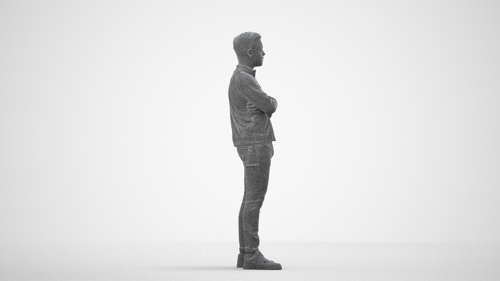 realistic 3D people boy casual kids, render-ready for V-Ray and Corona, FBX OBJ, wireframe side view