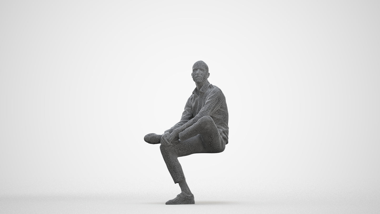 scanned 3D man business, photogrammetry people for Enscape and V-Ray, three-quarter front view render