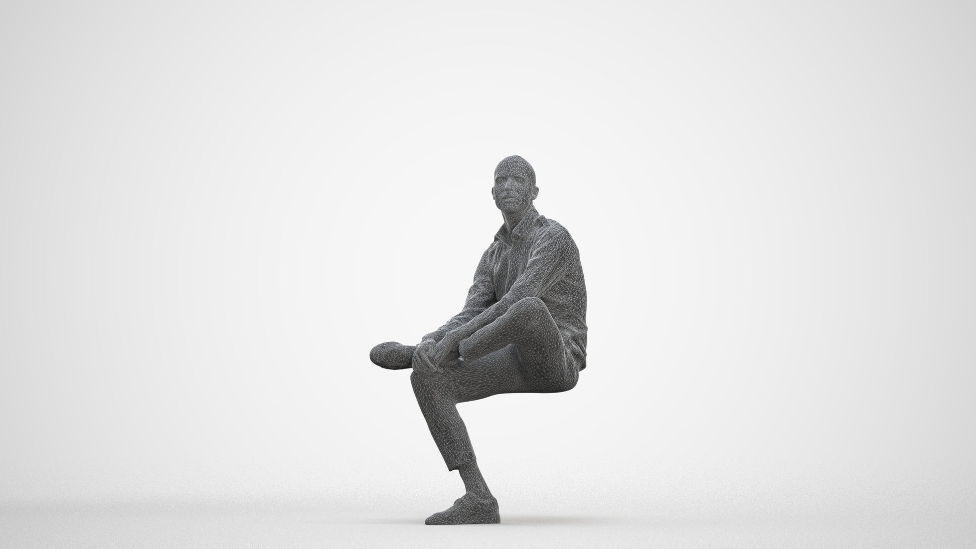 scanned 3D man business, photogrammetry people for Enscape and V-Ray, three-quarter front view render