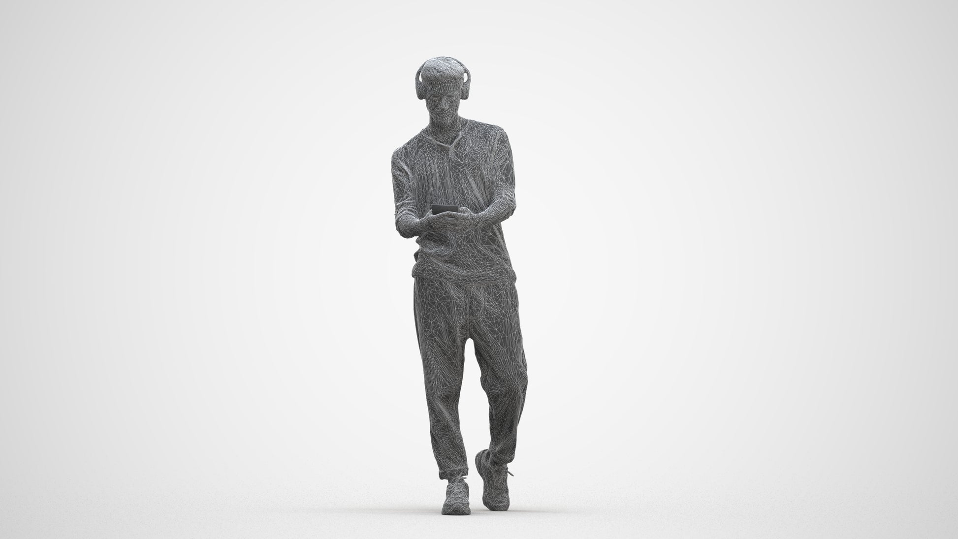 3D scanned man standing casual, photorealistic archviz people for Enscape and SketchUp, three-quarter front view render