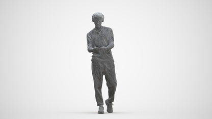 3D scanned man standing casual, photorealistic archviz people for Enscape and SketchUp, three-quarter front view render