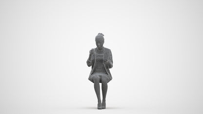 3D human model woman business, photogrammetry scanned person for archviz, three-quarter front view render