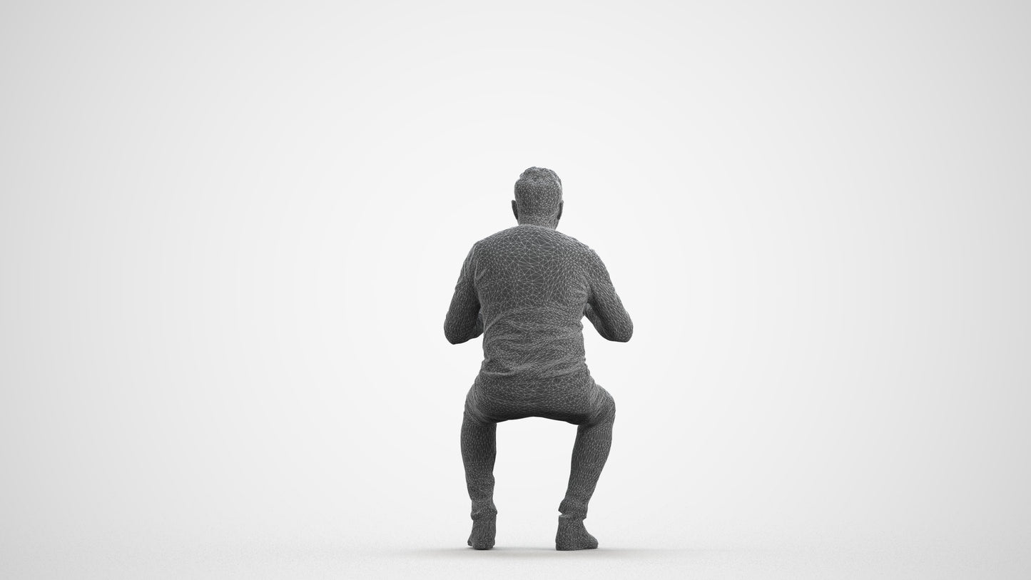 photogrammetry 3D man casual business, realistic human model archviz FBX, wireframe front view