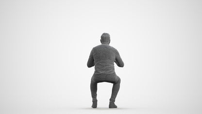 photogrammetry 3D man casual business, realistic human model archviz FBX, wireframe front view