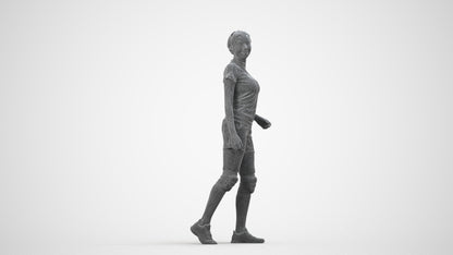 3D people model woman sport, scanned human for 3ds Max rendering, wireframe side view