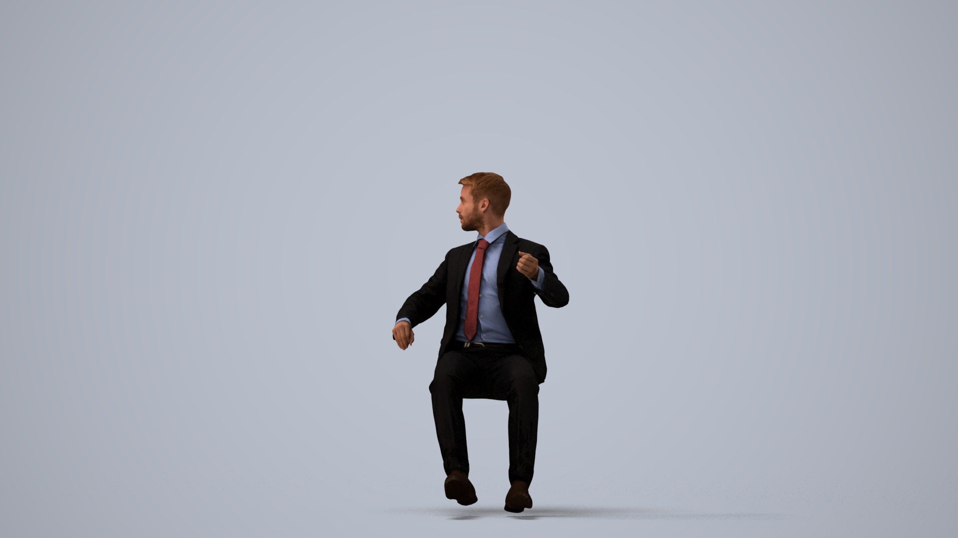 3D people model man business driving, scanned human for 3ds Max rendering, three-quarter view render