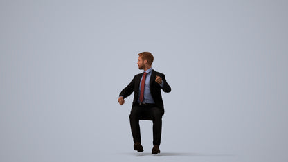 3D people model man business driving, scanned human for 3ds Max rendering, three-quarter view render