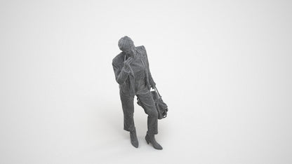 realistic 3D people woman business standing, render-ready for V-Ray and Corona, FBX OBJ, wireframe three-quarter view