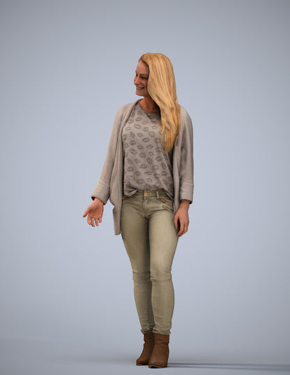 realistic 3D people woman casual standing, render-ready for V-Ray and Corona, FBX OBJ