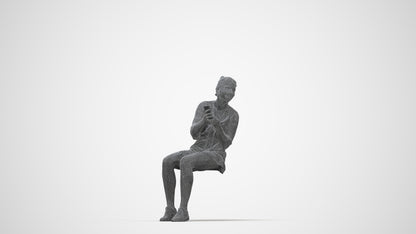 3D scanned girl kids casual, photorealistic archviz people for Enscape and SketchUp, wireframe back view