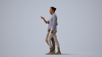 3D human model woman casual couple, photogrammetry scanned person for archviz, three-quarter view render