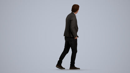 realistic 3D man business, scanned archviz people for Blender and 3ds Max, front view render