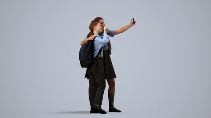scanned 3D girl kids, photogrammetry people for Enscape and V-Ray, side view render