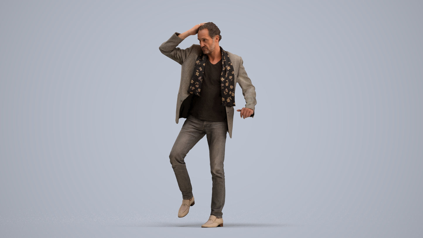 scanned 3D man business standing, photogrammetry people for Enscape and V-Ray, standing pose render