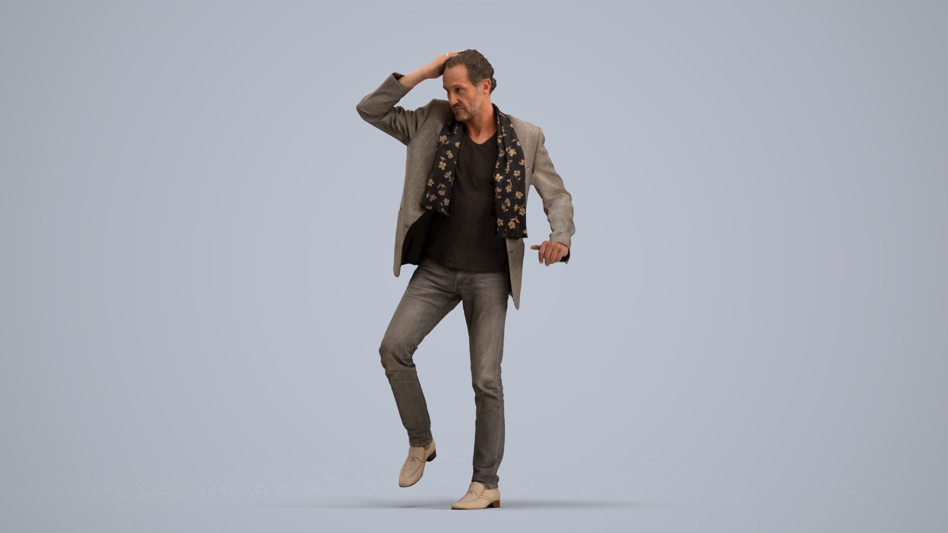 scanned 3D man business standing, photogrammetry people for Enscape and V-Ray, standing pose render