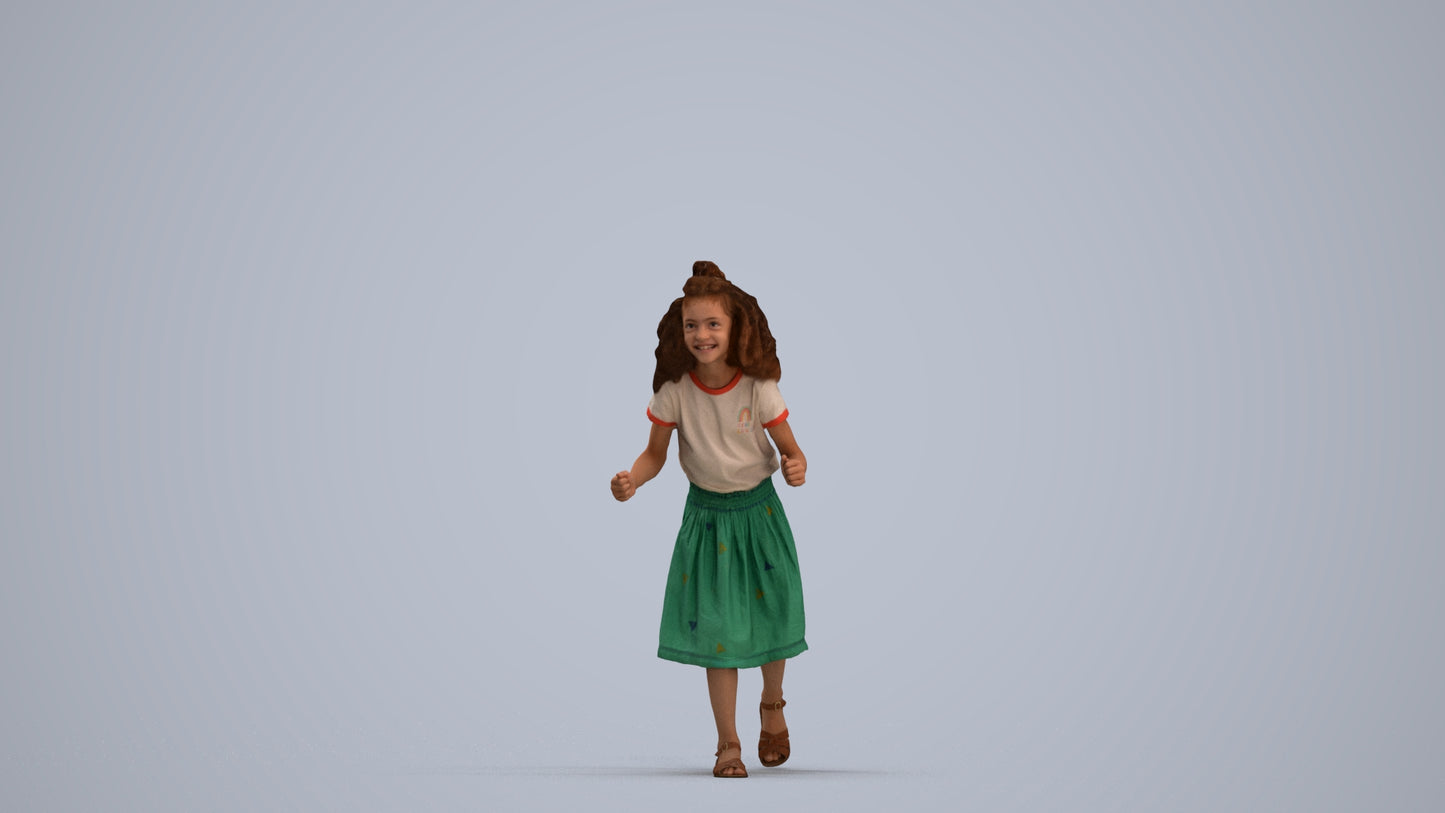 realistic 3D human girl casual kids, archviz people FBX OBJ for Blender, standing pose render