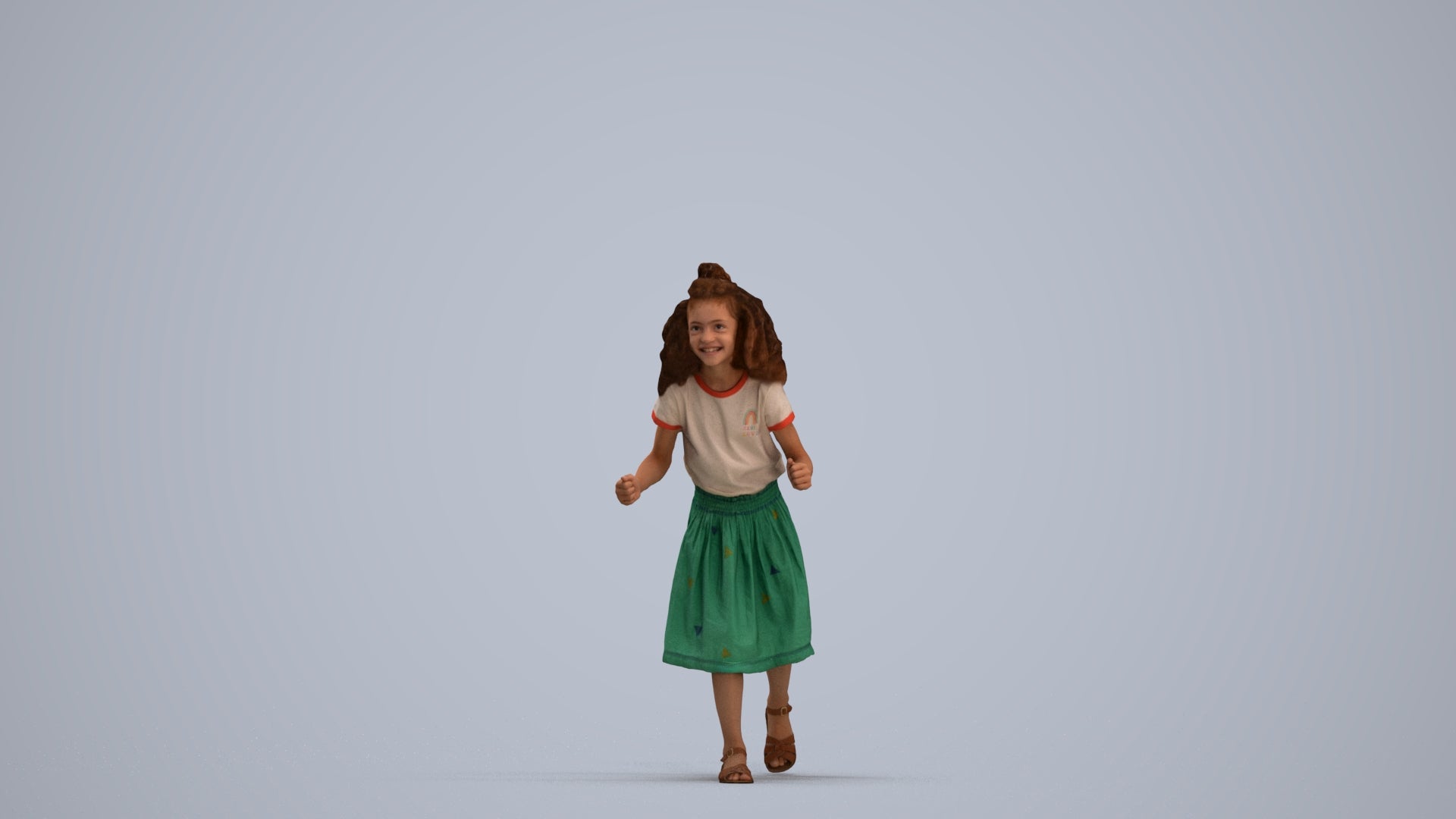 realistic 3D human girl casual kids, archviz people FBX OBJ for Blender, standing pose render