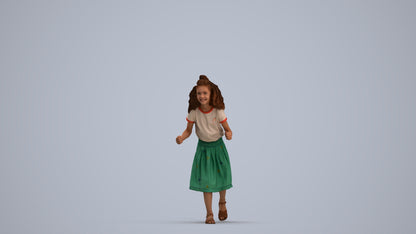 realistic 3D human girl casual kids, archviz people FBX OBJ for Blender, standing pose render