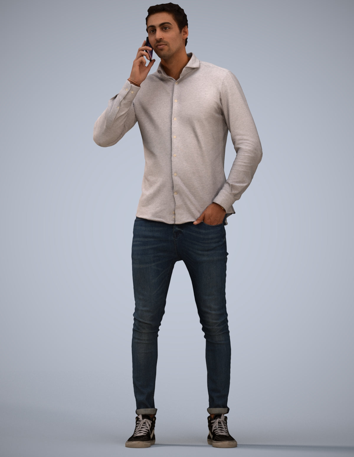 scanned 3D man casual standing, photogrammetry people for Enscape and V-Ray
