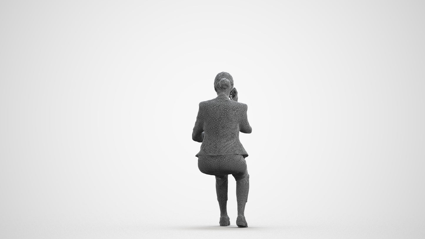 realistic 3D people woman business, render-ready for V-Ray and Corona, FBX OBJ, wireframe front view