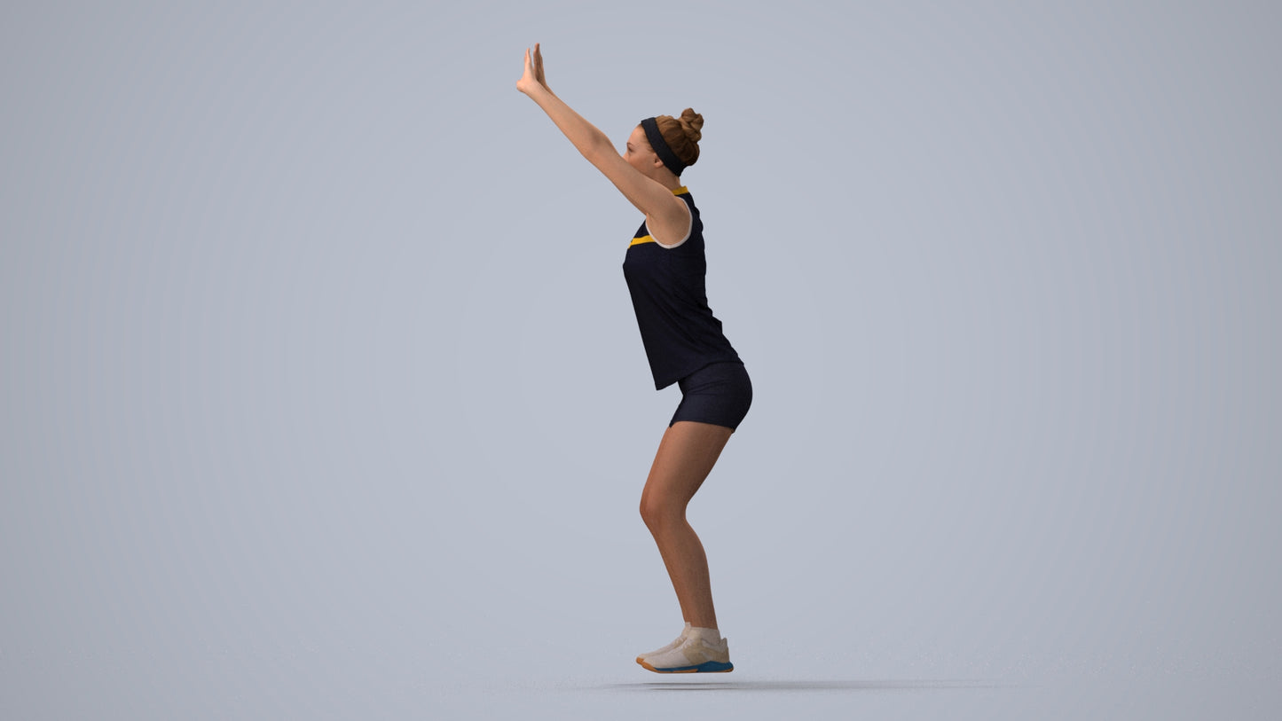 scanned 3D girl sport, photogrammetry people for Enscape and V-Ray, three-quarter view render